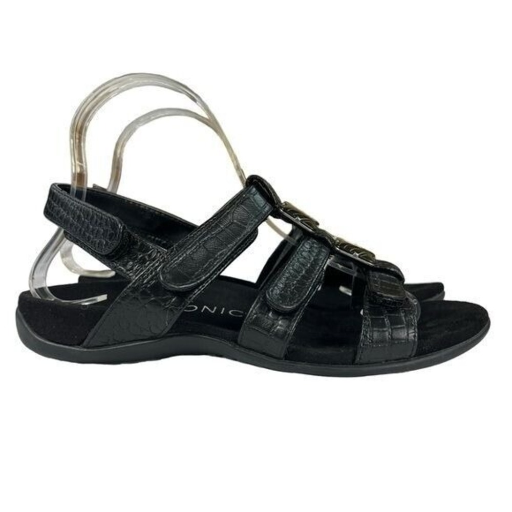 Vionic Amber Adjustable‎ Adjustable Black Sandals with Stone Womens Size 7